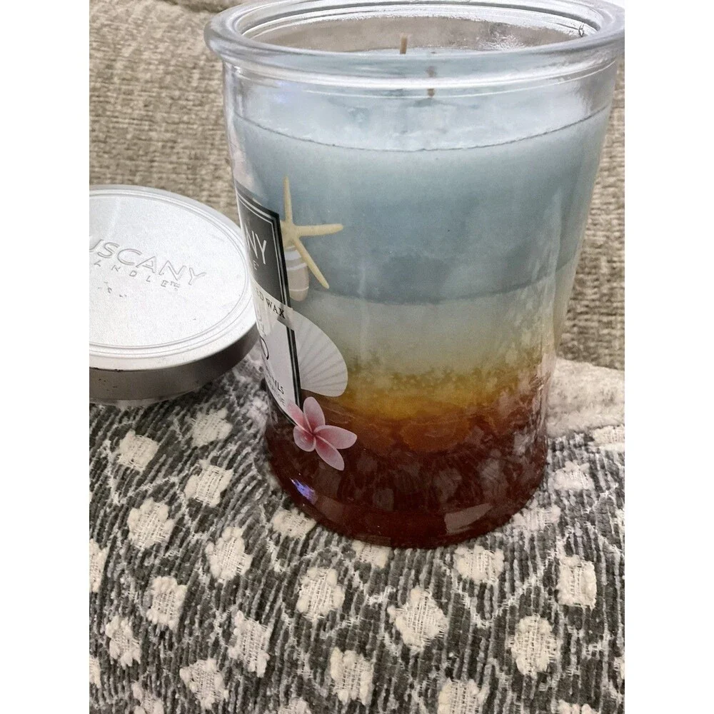 Tuscany Candle SEA & SAND Premium Marbled Wax 2-Wick Large Glass 18 oz